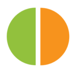 Orange and green half circle icon